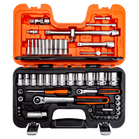 Socket Set 1/4 + 1/2" Drive Socket Set With Slim Head Ratchet S560 56 Piece