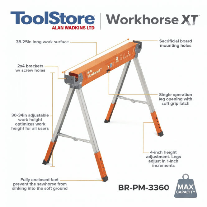 BORA BR-PM-3360 Sawhorse Workhorse XT Foldable Legs