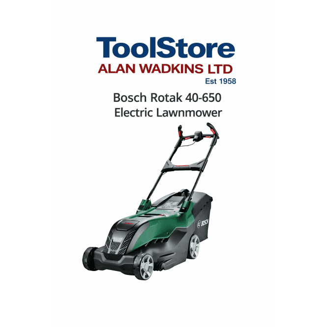 Bosch Garden Advanced Rotak 40-650 Electric Lawnmower 40cm Cutting Width, 1700W, 240V
