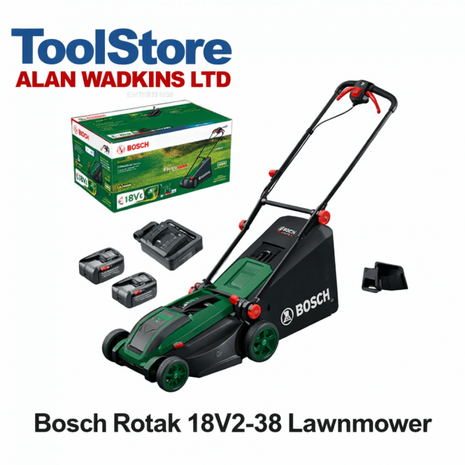 Bosch Garden Rotak 18V2-38 18v Cordless 38cm Lawnmower 2 X 4.0AH Batteries & Charger 06008B9M70 