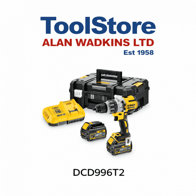 Dewalt DCD996NT2-QW 18v Brushless Combi Hammer Drill, 2 x 6.0Ah Batteries, Charger, Case