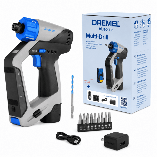 Dremel DD12V-SI Blueprint 12v Cordless 3 In 1 Multi Drill 1 x 2.0ah Battery + Charger