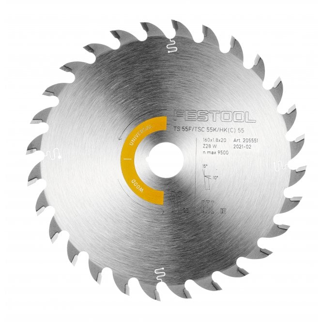 Festool 205551 160mm Universal Wood Saw Blade 28 Tooth TS55F
