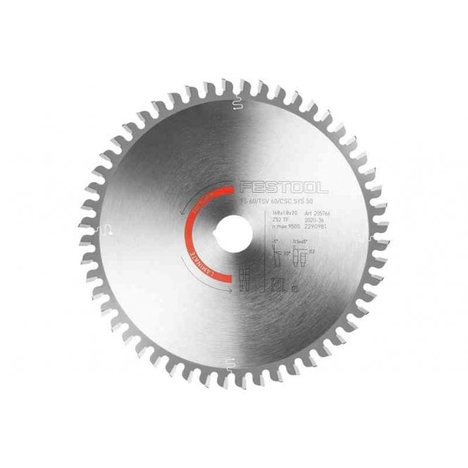 Festool 205766 168mm Laminate Saw Blade 52 Tooth TS60 TSV60 CSC SYS 50