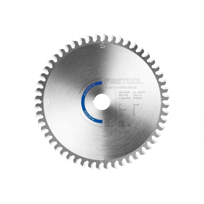 Festool 205767 168mm Aluminium/Plastics Saw Blade 52 Tooth
