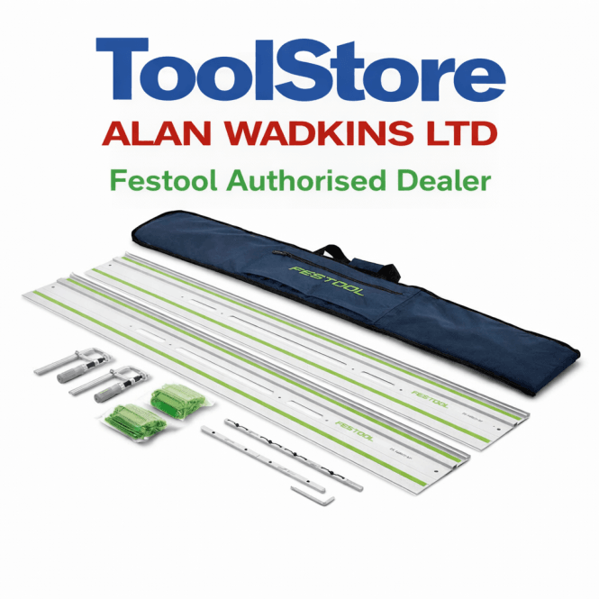 Festool 577932 Guide Rail Kit Set FS1400/2-KP-Set 2 x 1.4 Metre Guide Rails Bag Clamps + Connectors
