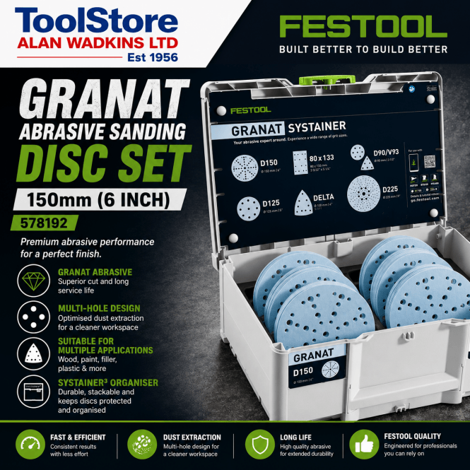 Festool 578192 150mm (6 Inch) Granat Sanding Discs Accessory Set 