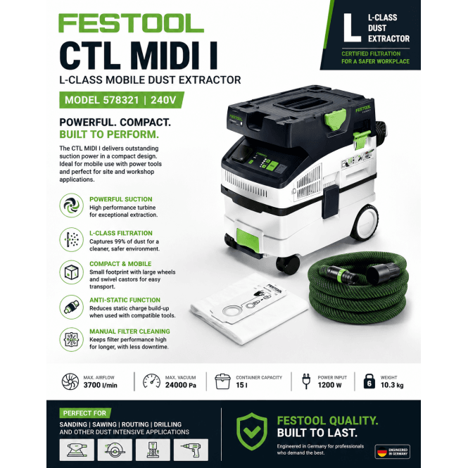Festool CTL MIDI I L-Class 240V Mobile Dust Extractor – Model 578321