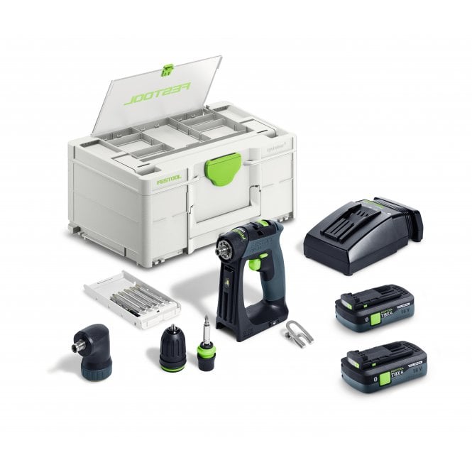 Festool CXS18 18v Cordless Drill Set 2 x 4.0 TBX4 Batteries + Charger In Systainer