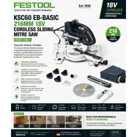 KSC60EB Basic 216mm 18v Cordless Sliding Mitre Saw Body Only 577775