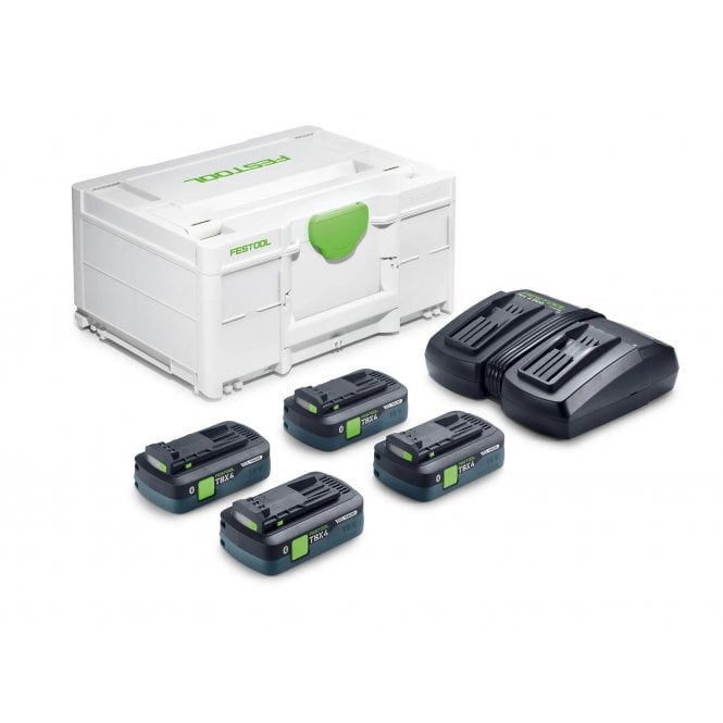 Festool Tabless 18v Battery + Charger Energy Set SYS 18V 4 x TBX4 Batteries 1 x TCL6 DUO Battery Charger