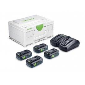 Tabless 18v Battery + Charger Energy Set SYS 18V 4 x TBX4 Batteries 1 x TCL6 DUO Battery Charger