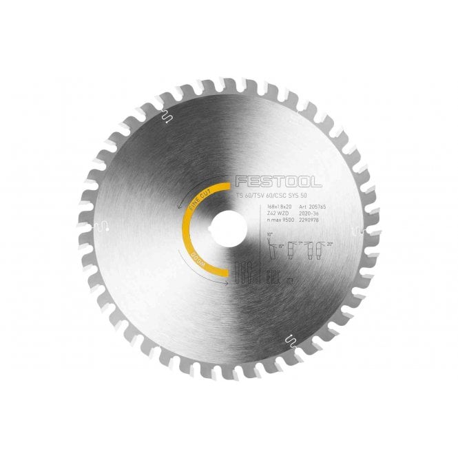Festool TS60 168mm Wood Fine Cut Circular Saw Blade – 42 Teeth 205765