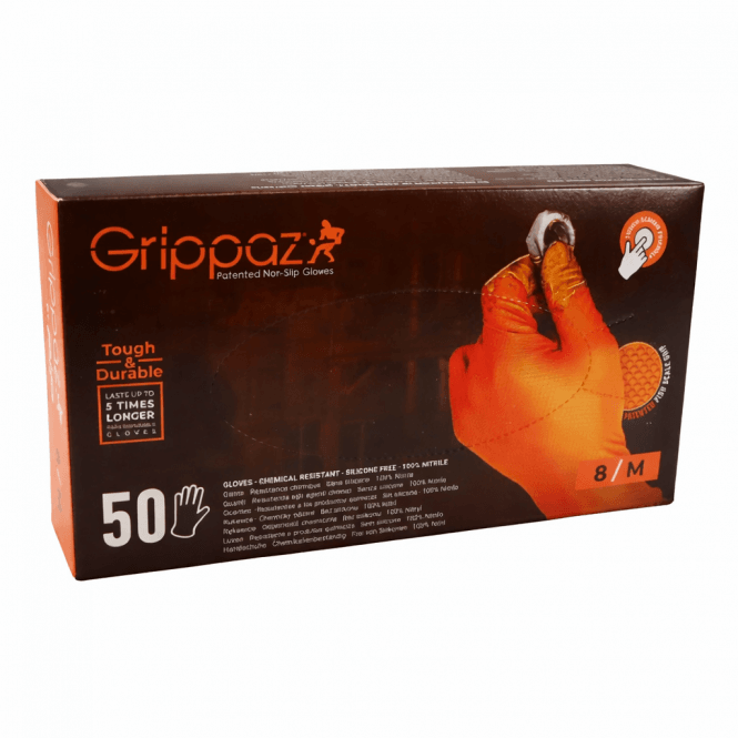Guardsman Grippaz Non Slip Disposible Orange Nitrile Glove Size 10 Extra Large