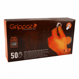 Grippaz Non Slip Disposible Orange Nitrile Glove Size 9 Large 