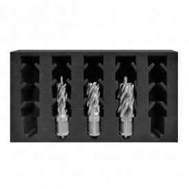 107020-Set HSS SilverMax Short Reach Rota Broach Cutter Set  14,18,22mm + Pilot Pin