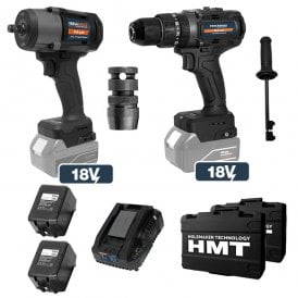 Combi Drill & Impact Wrench Combo Set 2x 4ah Batteries Charger and Case