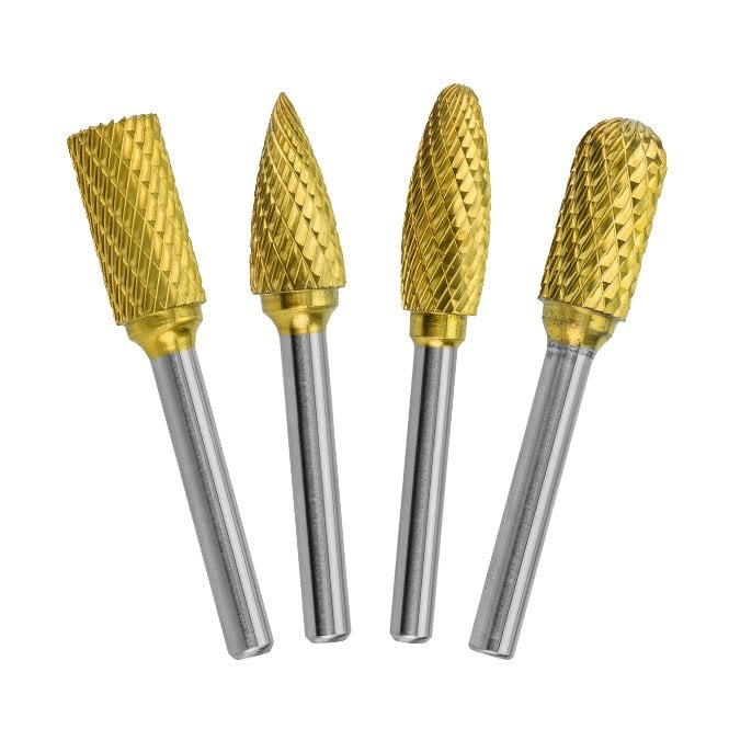 HMT GoldMax TCT Burr 4 Pc Set 6mm, Flame, 4020-SET2