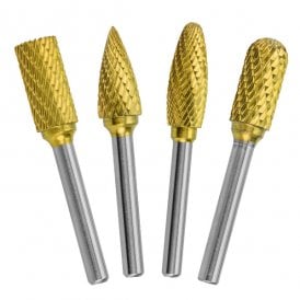 GoldMax TCT Burr 4 Pc Set 6mm, Flame, 4020-SET2