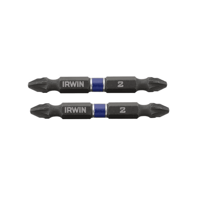 Irwin 1923408 Impact Double Ended PZ2 Screwdriver Bits 60mm Long Pack of 2