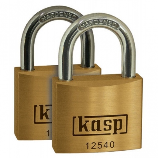 Kasp K12540D2 Premium Brass Padlock 40mm Twin Pack Keyed Alike