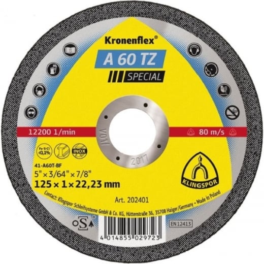 Klingspor 115 x 1mm Thick Metal Cutting Slitting Discs A60 Extra 262936
