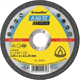 125 x 1mm Metal Cutting Slitting Discs Kronenflex A60TZ