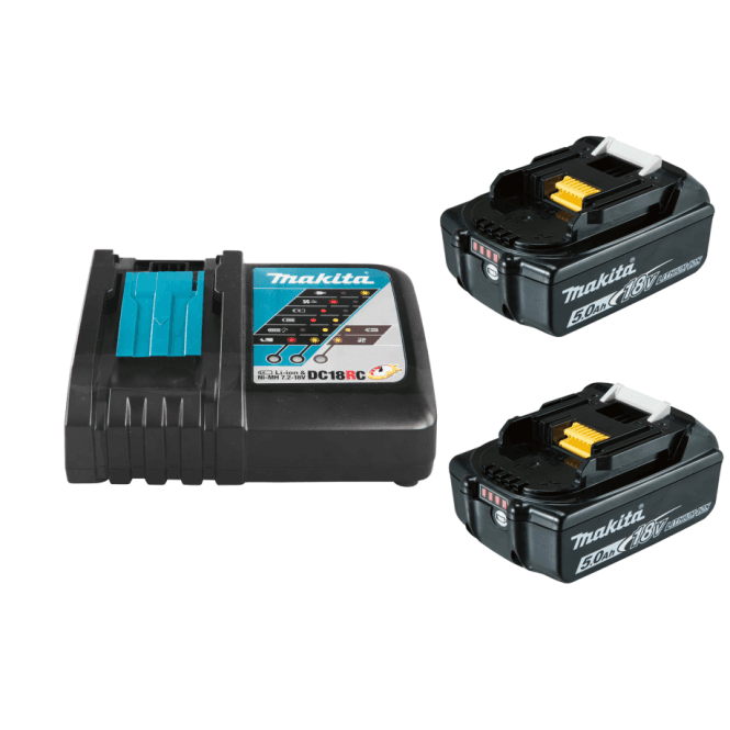 Makita 18v Battery & Charger Set DC18RC + 2 X BL1850