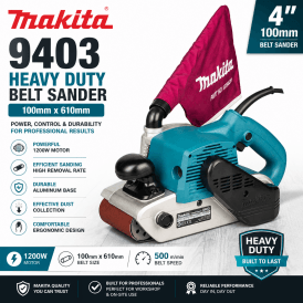 9403 Heavy Duty 4" 100mm Belt Sander 100mm x 610mm Discs