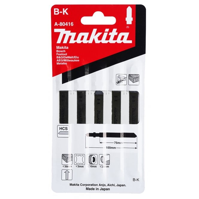 Makita A-80416 Jig Saw Blade 100 x 1,25 mm pack of 5