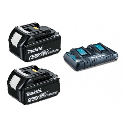Makita DC18RD 18V Twin Charger & 2 x BL1860 Batteries Set