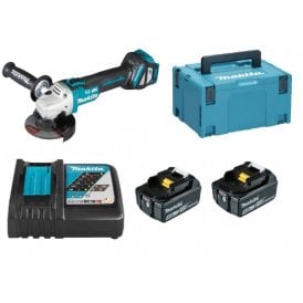 DGA463RTJ 18v 115mm Brushless Angle Grinder Slide Switch Kit 2 5.0ah Batteries