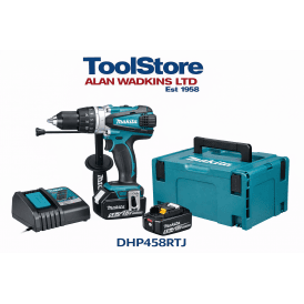DHP458RTJ 18V Combi Drill With 2 x 5.0amp Batteries + Charger + Makpac