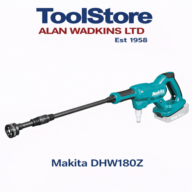 Makita DHW180Z 18V Cordless Pressure Washer – 24 Bar, Bare Tool, Portable Power Washer, Battery-Powered