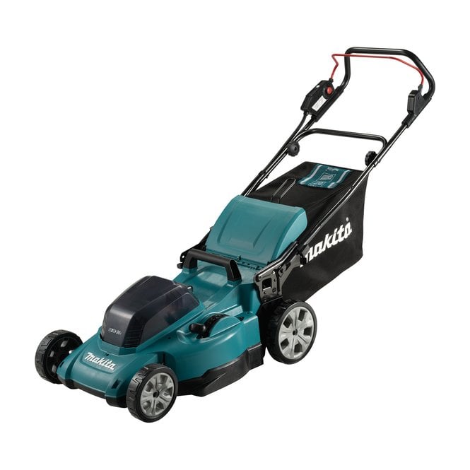 Makita DLM480CT2 Twin 18v Cordless 48cm Cut Lawnmower Kit 2 X 5.0ah Batteries + Charger