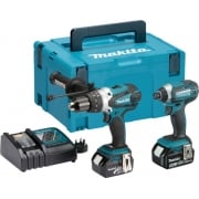 DLX2145 18v Cordless Twin Pack DHP458 & DTD152 Batteries Charger + Makpac
