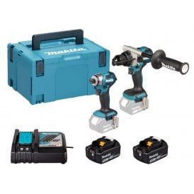 DLX2549TJ 18v Cordless Brushless Twin Kit 2 x 5.0ah Batteries, Charger + Case (DHP492 + DTD172Z)