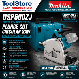 DSP600ZJ Twin 18v Cordless Plunge Saw Body Only In Makpac Case
