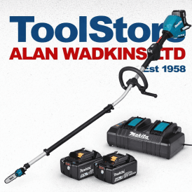 DUA301PG2 Twin 18v Telescopic Pole Saw 2 x 6.0ah Li-on Batteries, Twin Charger