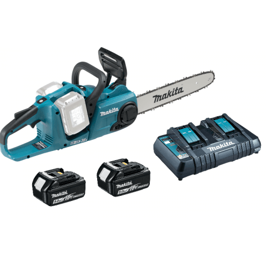Makita DUC353PT2 Twin 18v 36v Cordless Chainsaw 2 x 5.0ah Batteries & DC18RD Charger 