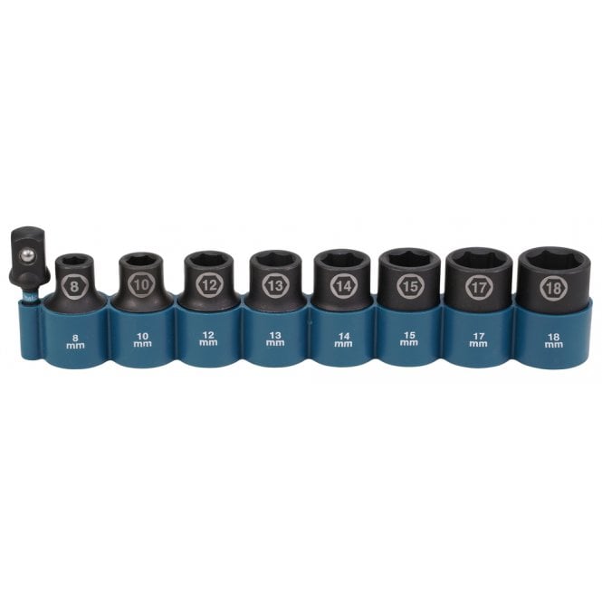 Makita E-16645 9 Piece 1/2 Square Drive Impact Socket Set 8-18mm