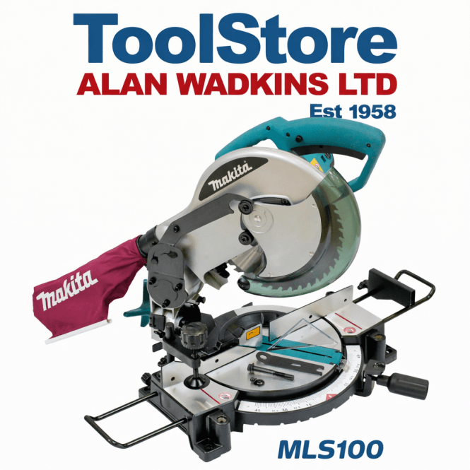 Makita MLS100 255mm 1500 Watt Compound Mitre Saw 110v and 240v           