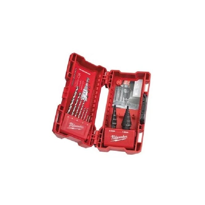 Milwaukee 10 Piece Step Drill & Drill Combo Bit Set 48899350