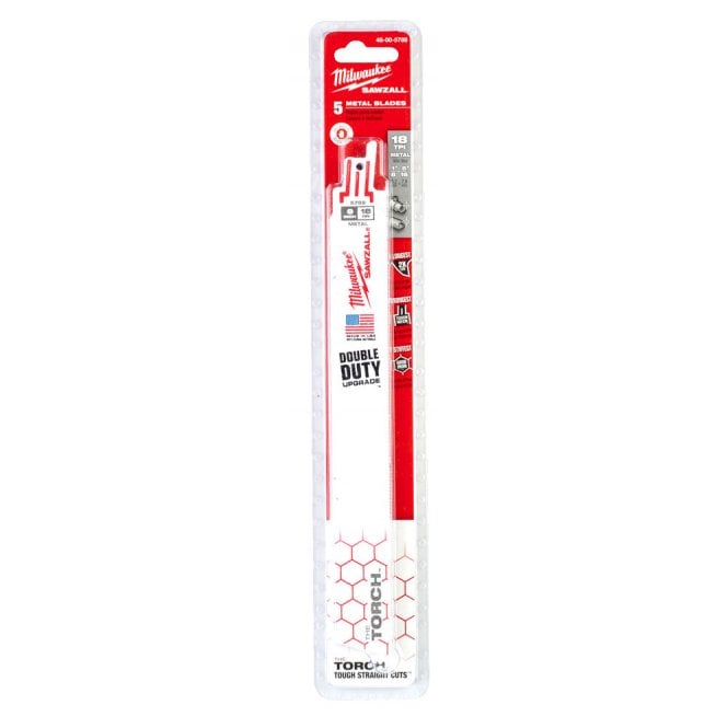 Milwaukee 230mm 9 Inch 18TPI Metal Reciprocating Saw Blades Pk5 Heavy Duty Demolition