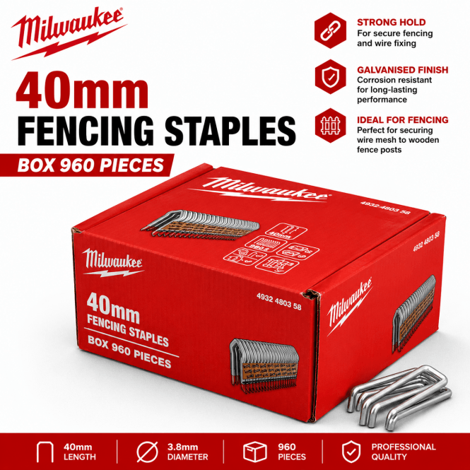 Milwaukee 40MM Fencing Staples HDG 960 Pieces 4932480358 For The M18FFUS