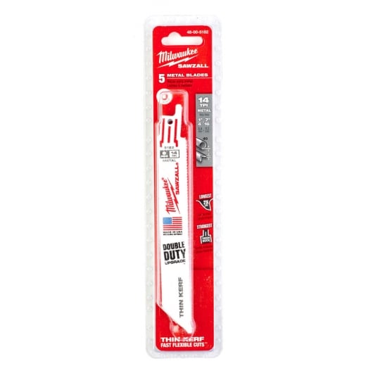 Milwaukee 48475182 150mm Metal Reciprocating Saw Blade 14TPI pk5