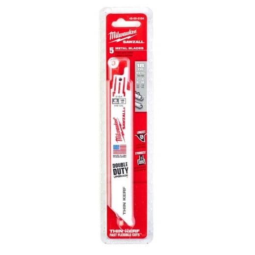 Milwaukee 48475184 150mm 18tpi Metal Sawzall Reciprocating Saw Blade 150mm PK5