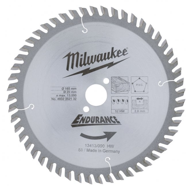 Milwaukee 4932352132 Circular Saw Blade 165mm x 20mm x 52T