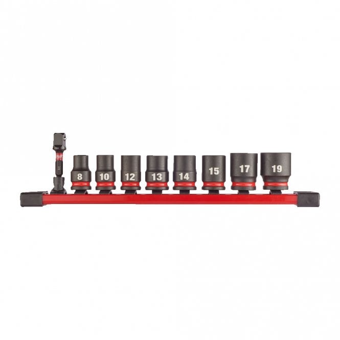 Milwaukee 4932480454 9 Piece 3/8 Drive Impact Socket Set On Rail