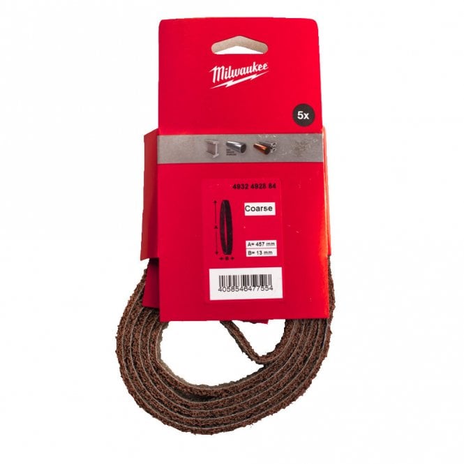 Milwaukee 4932492884 457mm x 13mm Fleece Belts for Band File 50-80 Grit Pack of 5